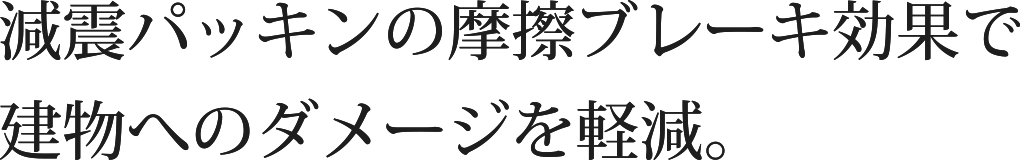 減震パッキンの摩擦ブレーキ効果で建物へのダメージを軽減。